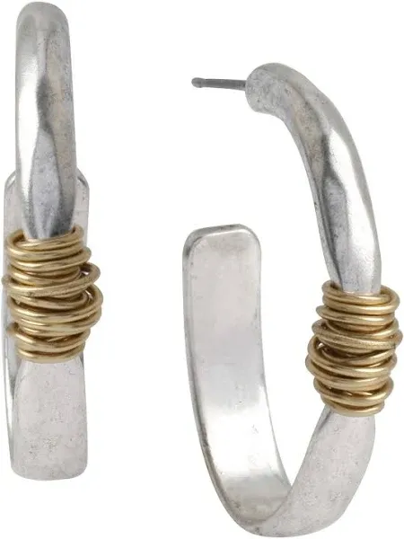 Robert Lee Morris &quot;Wire Wrap&quot; Oval Hoop Earrings