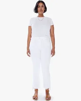 MOTHER The insider crop step fray Jeans White raw hem sz. 30 women's