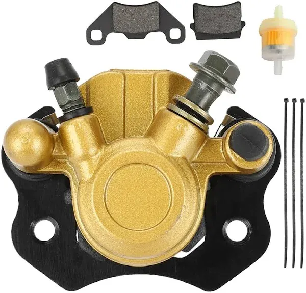 FVRITO Brake Caliper and Pads for 110cc 125cc 150cc 200cc 250cc 196cc 6.5HP Coleman kt196 yerf dog gx150 Kandi Baja RTK200 Go Kart Dune Buggy Taotao Roketa Sunl Kazuma Chinese ATV Quad Golden