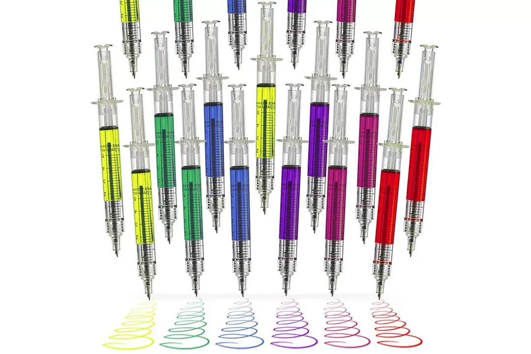 Kicko Syringe Pens - 24 Pack Multi-Color Syringe Pen - 6 Color Ink Variety - for Boys, Girls, Imaginary Doctor Play, School Supplies, Party Favors, Goody Bag Fillers and Prizes