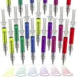 Kicko Syringe Pens - 24 Pack Multi-Color Syringe Pen - 6 Color Ink Variety - for