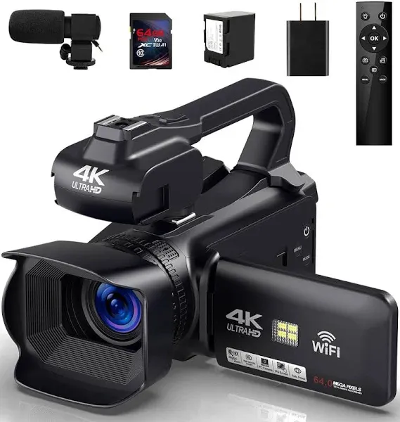 6K Camcorder Video Camera 64MP IR Night Vision Vlogging Camera for Youtube 18x ...