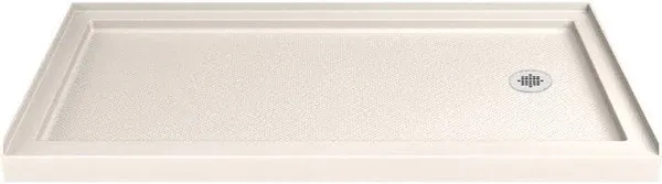 DreamLine DLT-1132601-22 SlimLine 32 in. D x 60 in. W x 2 3/4 in. H Left Drain Single Threshold Shower Base in Biscuit