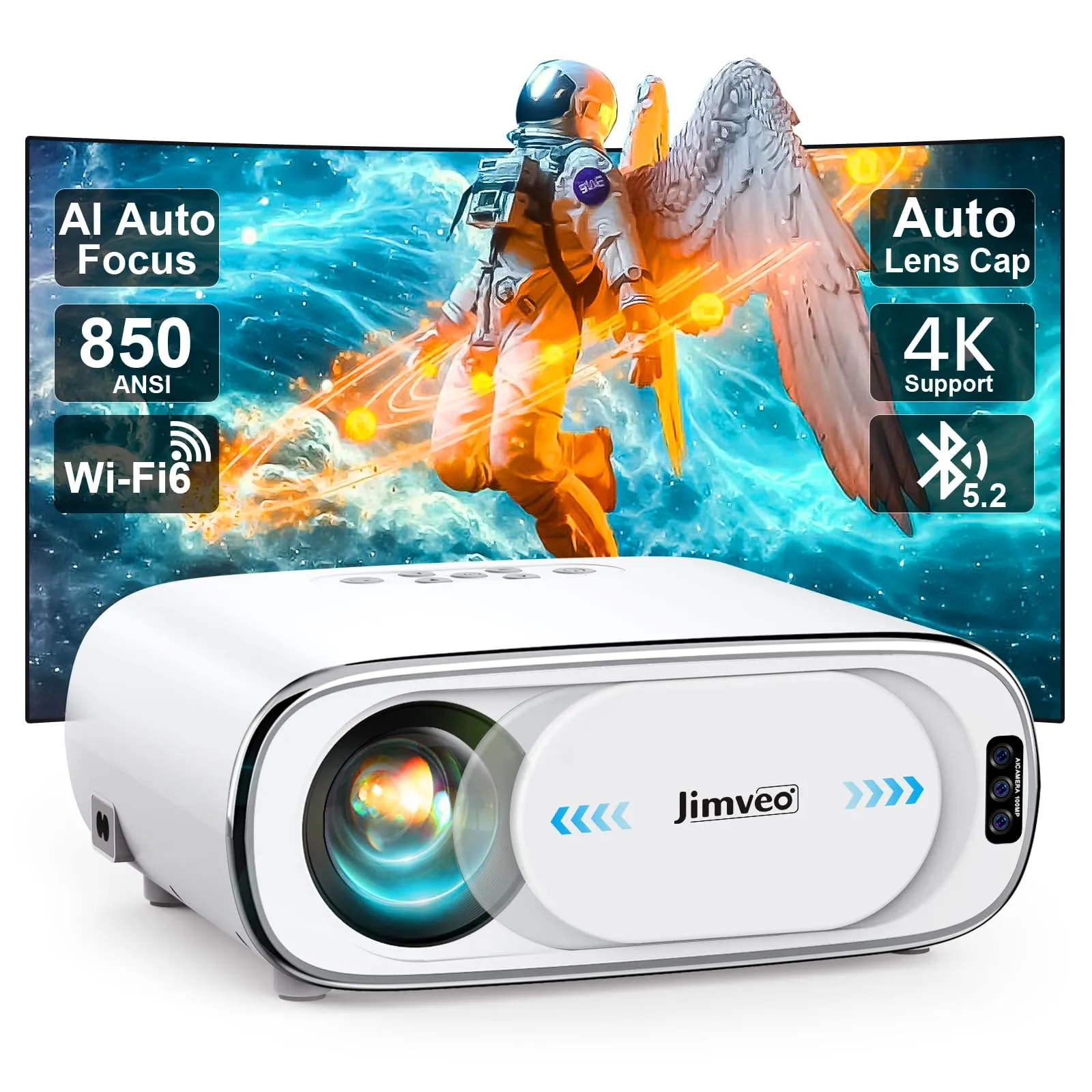 [AI Auto Focus+Auto Lens Cap] ANSI Native 1080P Jimveo Portable Projector