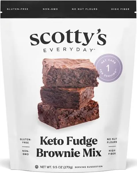 Keto Fudge Brownie Mix - Keto and Gluten Free Brownie Baking Mix - 1g Net Carbs Per Brownie - Sweetened with Allulose - No Erythritol, Easy to Bake - No Nut Flours - No Sugar Alcohols - Non-GMO - 9.5oz (Pack of 1)