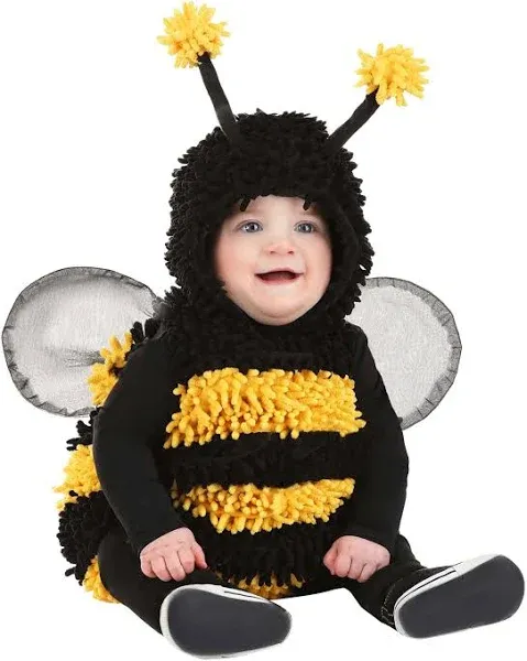 Infant Fuzzy Buzzy Bee Costume, Black & Yellow Baby Bee Outfit