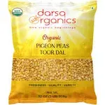 Darsa Organics Toor Dal 2 lb | Yellow Split Pigeon Peas | Arhar | USDA Organic