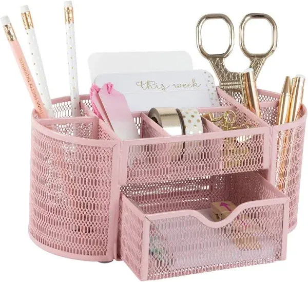 BLU MONACO Pink Desk Organizer - Girlie Accessories - Strong Metal 