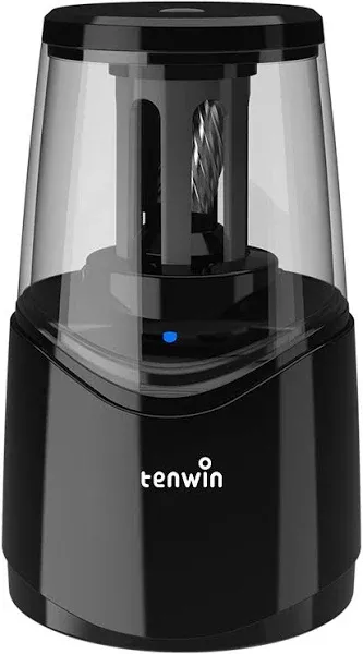 Tenwin Rechargeable Electric Pencil Sharpener with Durable Helical Blade to Fast