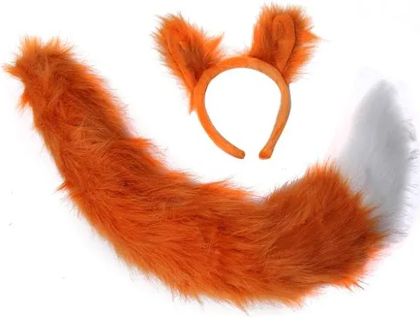 Fox Ears & Tail Costume - Oversized Plush - Orange