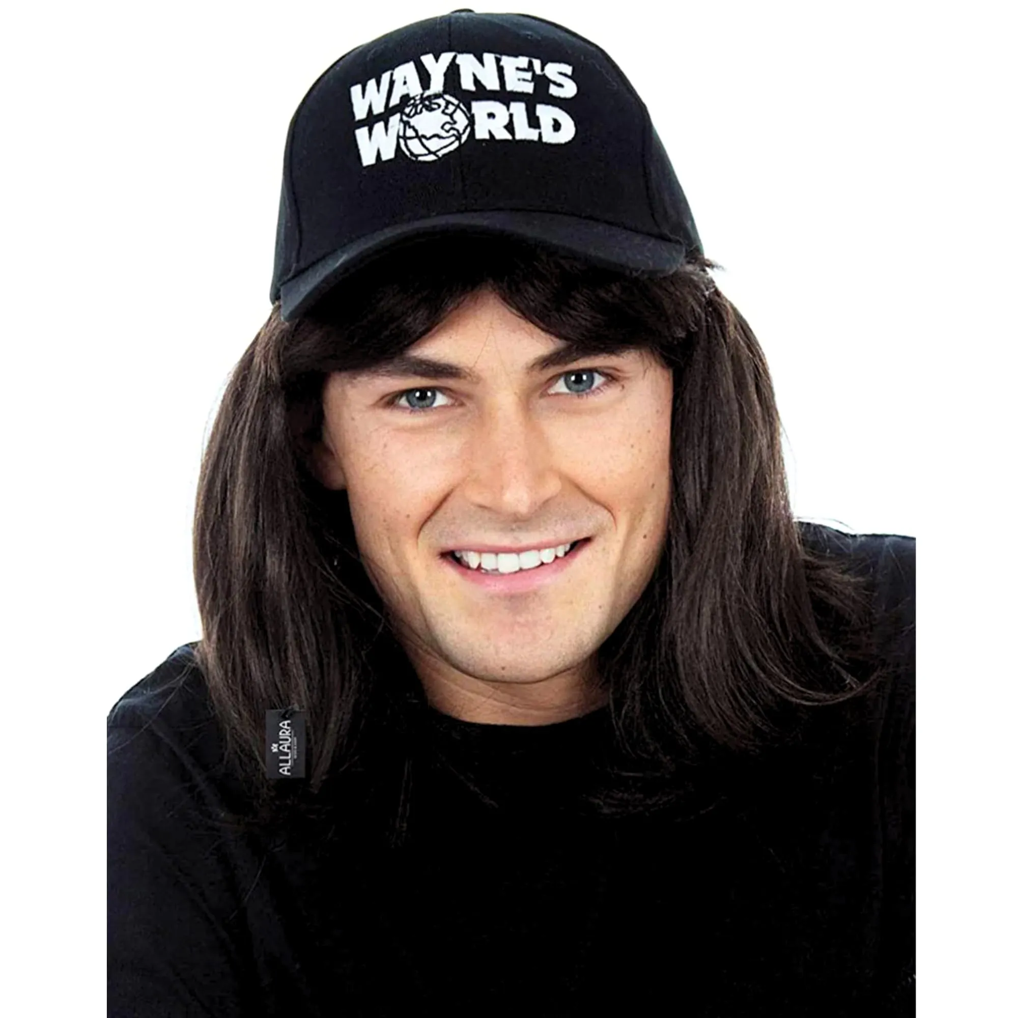 ALLAURA - Wayne Wig with Hat - Costume Wigs for Men 80s Heavy Metal Rocker Wig ...