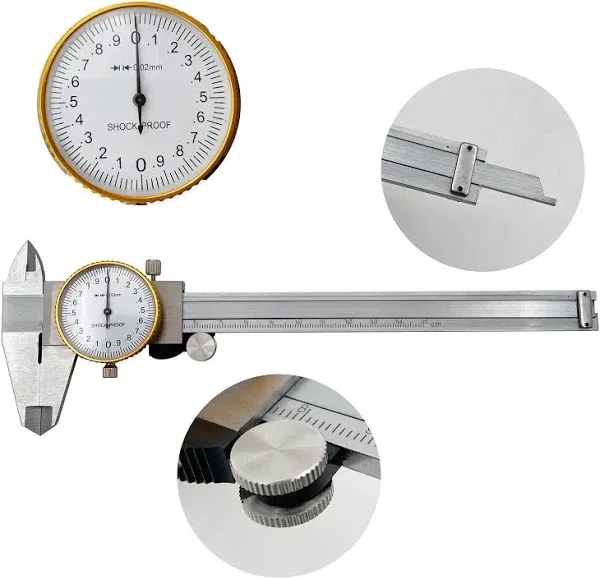 LYFJXX Dial Calipers 15 cm 0.02 mm Accuracy Stainless Steel Vernier C