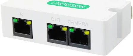 LINOVISION Mini 2 Port POE Extender Up to 1000ft Power Over Ethernet Over Cat5/6 Cable, POE Splitter to 2 POE Devices Like IP Cameras, IP Phone