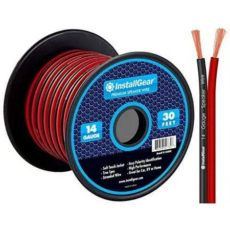 InstallGear 14 Gauge Speaker Wire Cable (30 Foot) - 14 AWG True 30 Feet, Red 