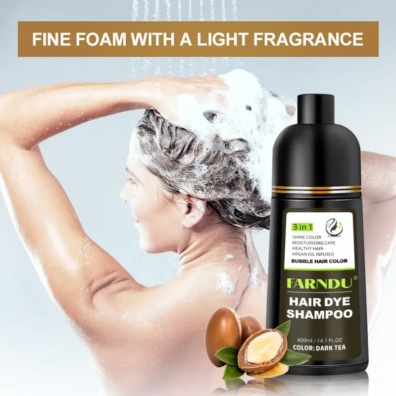 FARNDU Hair dye Shampoo for Women & Men Gray Hair Coverage and Herbal Ingredients 3 In 1 Hair Color Shampoo