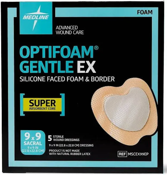 Medline Optifoam Gentle EX Sacrum Foam Dressing