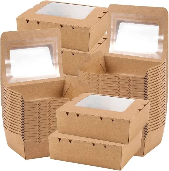 60 PCS 40 OZ Kraft Brown Food Boxes, Disposable Kraft Paper to Go Box Containers