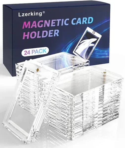 Magnetic Card Holders, Acrylic, 24 Pack, 35PT One Touch Card Holder Trading Card