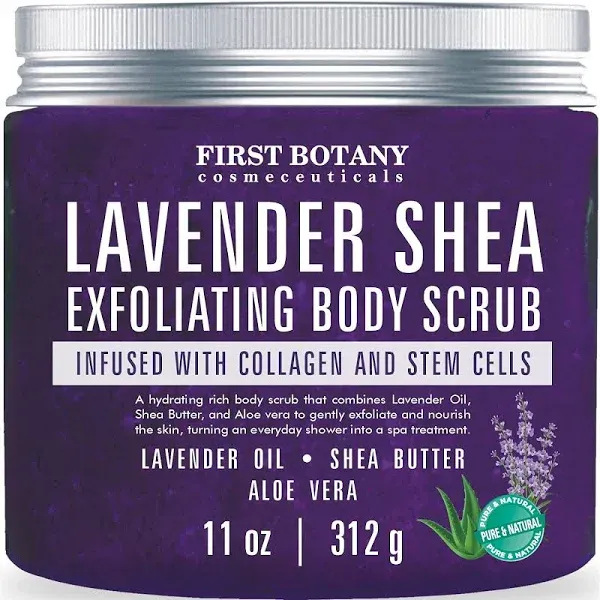 Organic Lavender Oil Body Scrub with Collagen - 11oz Exfoliator for Healthy Skin