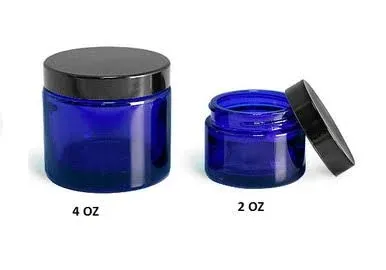 4-Ounce Cobalt Blue Glass Straight Sided Cosmetic Jars (12-Pack); 