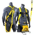 KwikSafety SCORPION ANSI Fall Protection Safety Harness w/ Attached 6ft Lanyard