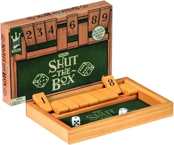 Shut The Box Dice Game Schylling Wooden New Sealed In Box