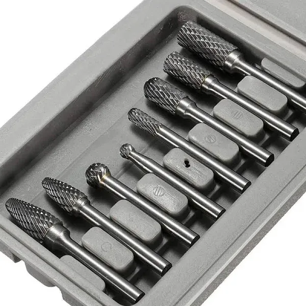 Carbide Burr Set with 1/4&#039;&#039;(6.35mm) Shank 8pcs Double Cut Solid Carbide Rotary B