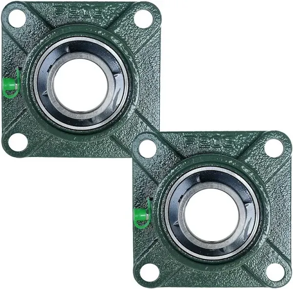 Jeremywell UCF202-10 Pillow Block Bearing (2 Pack), 5/8 inch Bore, Square, 4-Bolt Flange Mounted, Solid Base, Self-Alignment