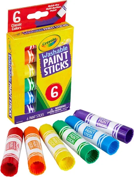 Washable Paint Sticks, No Water Required, Paint Set for Kids, Art Supplies, 6 Count