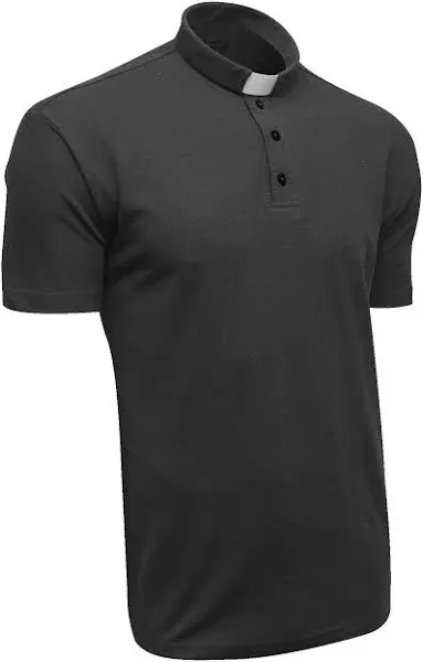 Clergy Polo Shirt Short Sleeve in Black Color (XL)