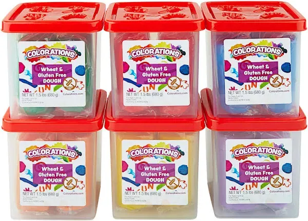 Colorations Wheat & Gluten Free Dough, 6 Classic Colors, ea 1.5 lb | Non-Toxic, Play Dough, Bulk Set, Sensory Kit, Party Favors, Classroom Pack