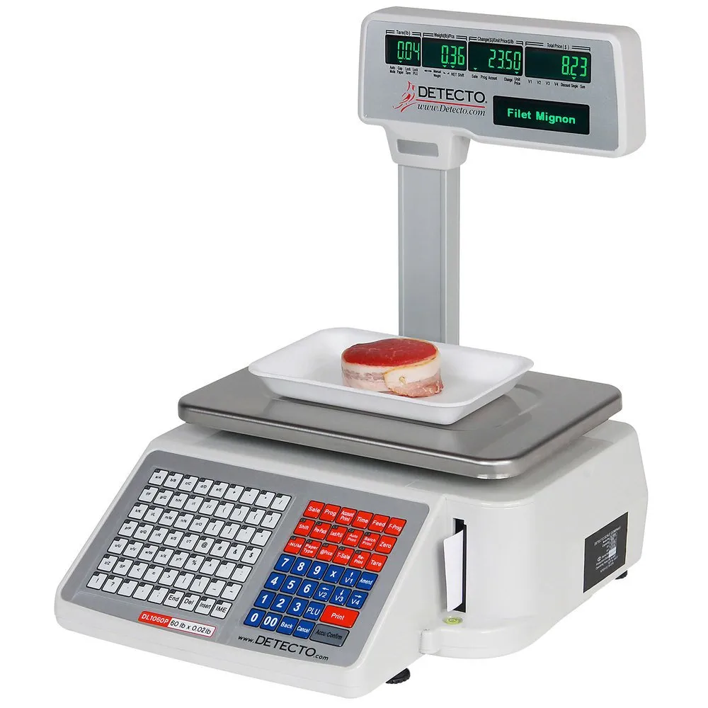 Cardinal Detecto DL1060P 60 lb. Digital Price Computing Scale with Printer and Tower Display, Legal for Trade