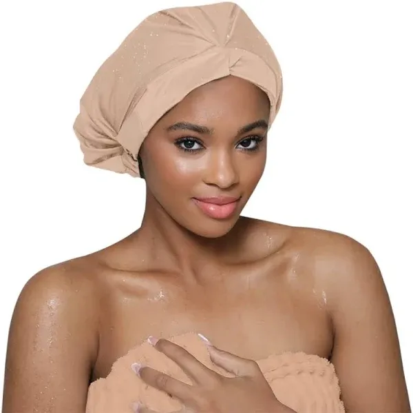 Hairbrella Luxurious Satin-Lined Adjustable Shower Cap For Women, Extra Large, 100% Waterproof, Reusable, Washable, Breathable, No Plastic (Black)