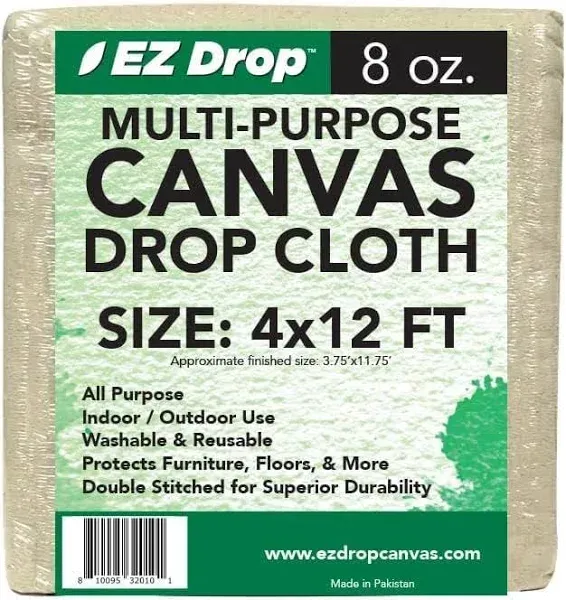 EZ Drop Painter's Large Canvas Fabric Drop Cloth for Painting