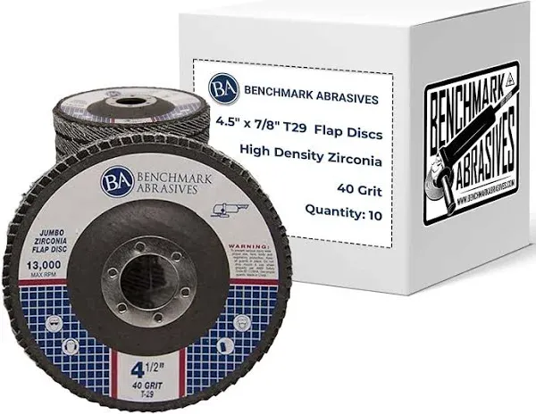 Benchmark Abrasives 7" x 7/8" Premium High Density Jumbo Zirconia Type 27 Flap Discs