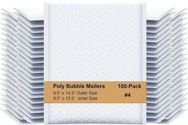 iMBAPrice 100 - #4 9.5"x14.5" Poly Bubble Mailers (Total 100 Bags)