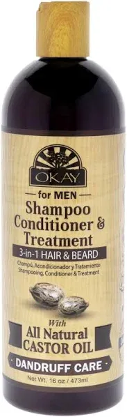 Okay Shampoo Conditioner & Treatment 3-in-1 Hair & Beard Men's Castor Oil