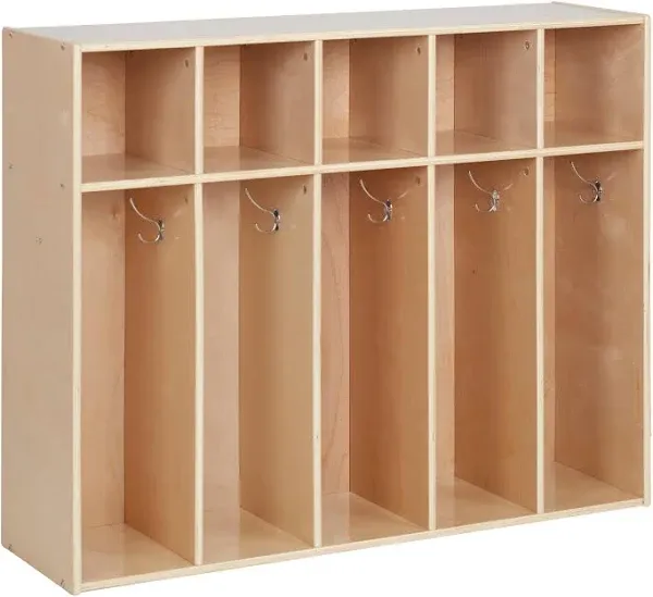 ECR4Kids Streamline 5-Section Toddler Coat Locker, Classroom Furniture, Natural