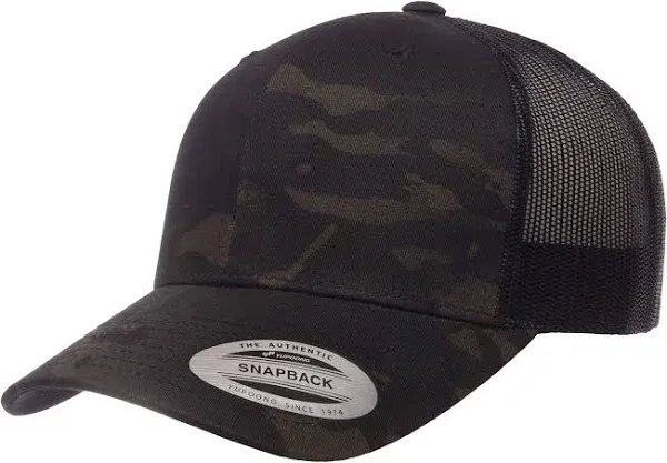 YP Classics Retro Trucker Cap, Multicam Black, OS