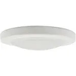 Design House 588160 Paxton Modern Integrated LED Disk Light Indoor/Outdoor Ceiling Flush Mount Dimmable with White Lens Shade for Bathroom Entryway Living Room, White, Satin Nickel