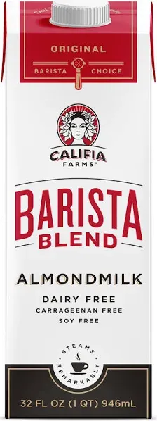 - Original Almond Barista Blend Almond Milk 32 Oz (Pack Of 6), Shelf Stable, ...