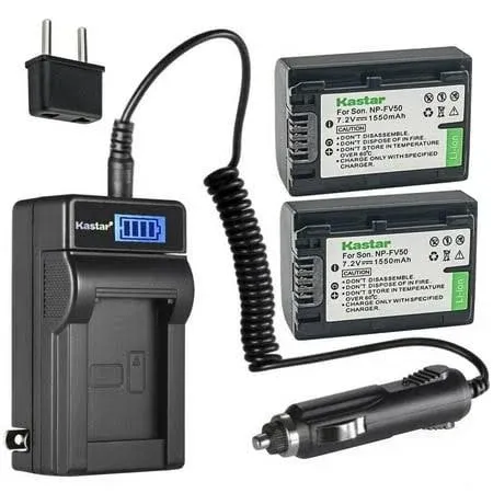 Kastar Battery LCD Charger for Sony NP-FH30 NP-FH50 NP-FH70 NP-FH100 AC-VQH10