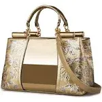 Nevenka Evening Handbags for Women Patent Leather Top Handle Purse Cross-body Bag for Party Daily Use(Gold)