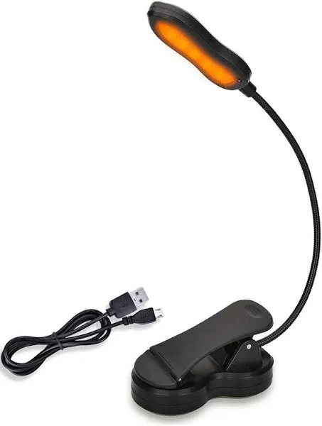 Amber Book Light, Rechargeable Blue Light Blocking Reading Light, Clip on Book 