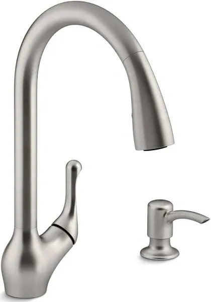 KOHLER Barossa Pull-down kitchen sink faucet with soap/lotion dispenser