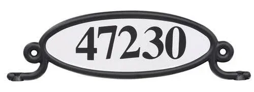 Gibraltar Mailboxe Reflective Address Number Plaque Plastic Black Oval New