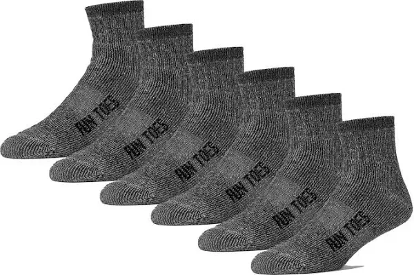 Fun Toes Men's 80% Wool Ankle Socks 6 Pairs Strong Arch Support Winter Cushioned Bottom Ideal for Hiking