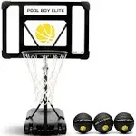 Pool Basketball Hoop - Set Includes 3X Composite Leather Basketballs, Air Pump, 