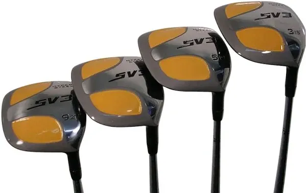 Senior Men's SV3 Yellow Square Fairway 3 5 7 9 Wood Set Golf Clubs, Right Handed Flex with Size Black Pro Velvet Grips