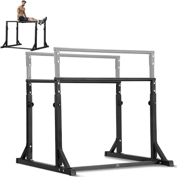 VEVOR Dip Bar, 800 lbs Capacity, Heave Duty Dip Stand Station with Adjustable Height, Fitness Workout Dip Bar Station Stabilizer Parallette Push Up Stand, Parallel Bars for Strength Training Home Gym